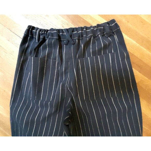 Womens Y2K Pleated Wide Leg Casual Streetwear Sz Small Navy Pinstriped Trousers - Picture 7 of 12